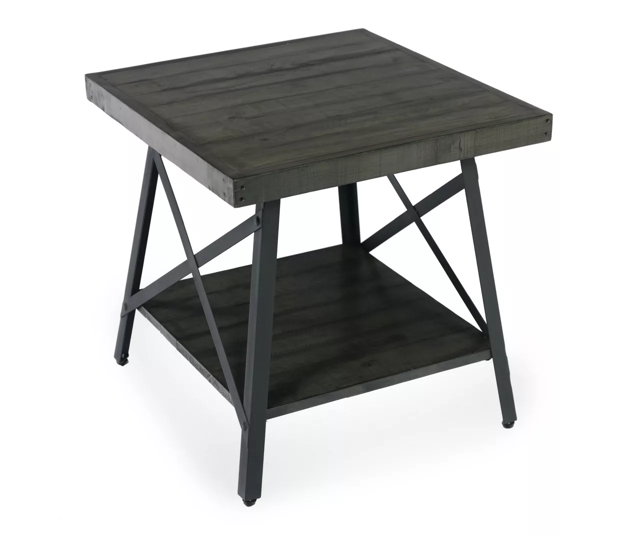 Pomona Gray & Steel Gray 24" Wood Open-Shelf End Table 2 Pomona Gray & Steel Gray 24" Wood Open-Shelf End Table - Image 2
