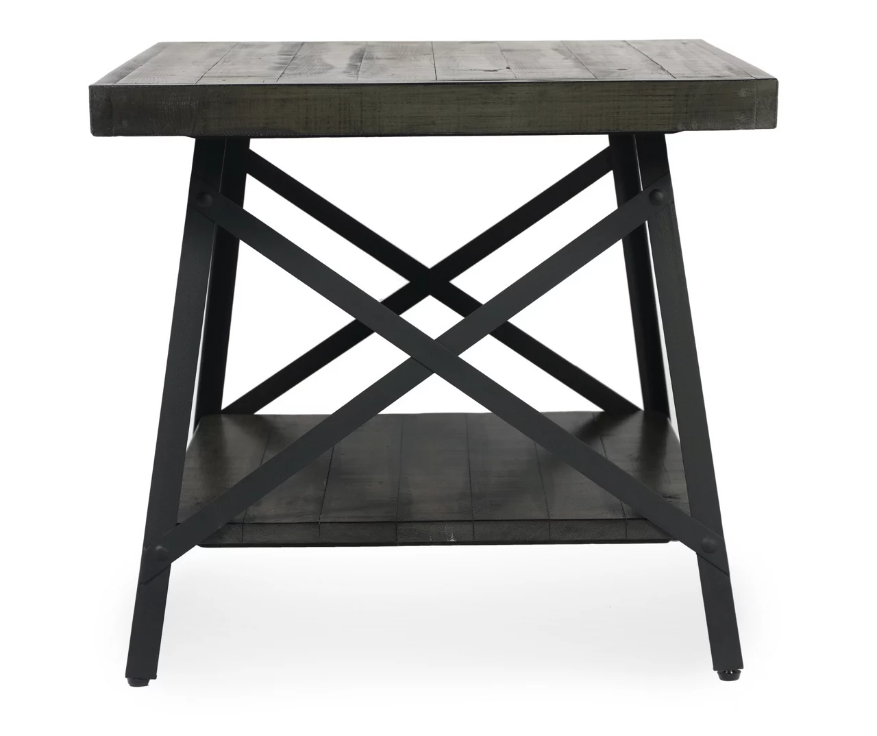 Pomona Gray & Steel Gray 24" Wood Open-Shelf End Table 4 Pomona Gray & Steel Gray 24" Wood Open-Shelf End Table - Image 4