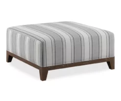 Stone Gray Square Wood Leg Ottoman