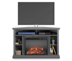 Flaxton Graphite Gray Electric Corner Fireplace Console -DHP SHOP 810538183 2