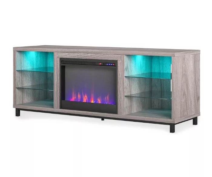 70" Intrepid Light Walnut Deluxe Electric Fireplace Console 1 70" Intrepid Light Walnut Deluxe Electric Fireplace Console