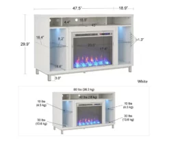 48" Intrepid White Electric Fireplace Console 11 48" Intrepid White Electric Fireplace Console -DHP SHOP 810538247 6