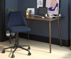 Brittany Blue Linen Office Chair -DHP SHOP 810538399 1