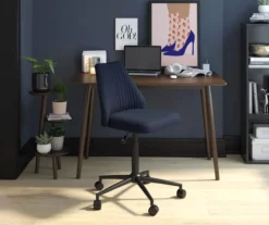 Brittany Blue Linen Office Chair -DHP SHOP 810538399 2