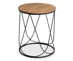 Black & Natural Round Side Table -DHP SHOP 810539920 3