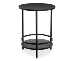 Black Round 2-Tier Side Table -DHP SHOP 810539922 3