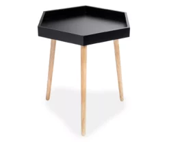 Black Hexagon Wood Leg End Table -DHP SHOP 810539923 3