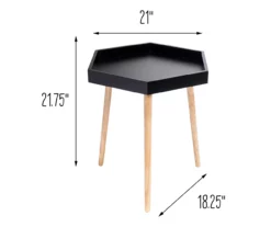 Black Hexagon Wood Leg End Table -DHP SHOP 810539923 5