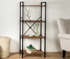 Black Industrial 4-Tier Bookshelf -DHP SHOP 810539935 2