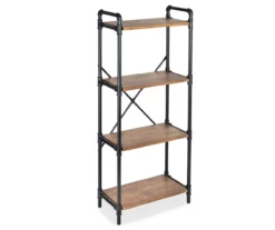 Black Industrial 4-Tier Bookshelf -DHP SHOP 810539935 3
