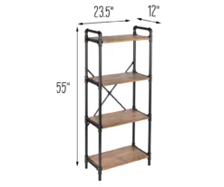 Black Industrial 4-Tier Bookshelf -DHP SHOP 810539935 5