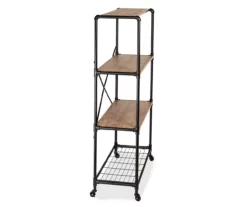Rustic Black 4-Tier Industrial Rolling Bookshelf -DHP SHOP 810539937 5