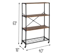 Rustic Black 4-Tier Industrial Rolling Bookshelf -DHP SHOP 810539937 6