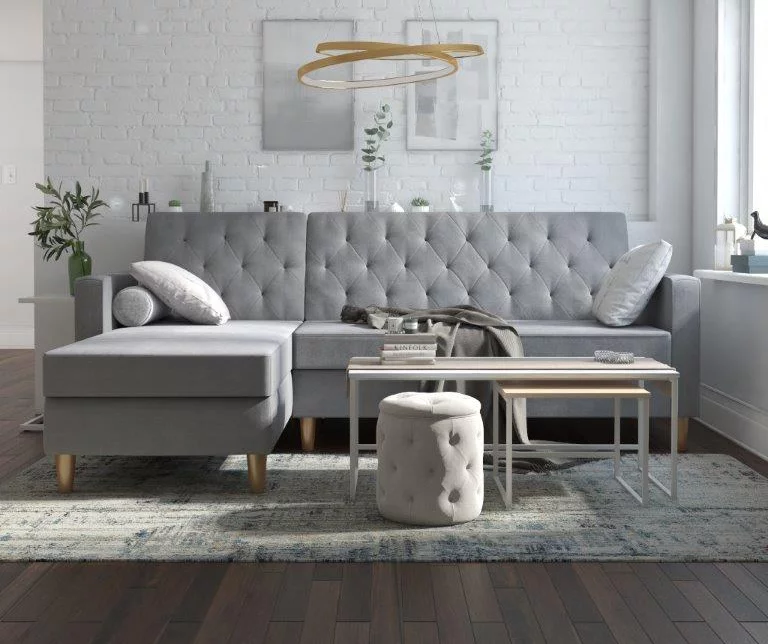 CosmoLiving Liberty Gray Chenille Sectional Storage Futon 5 CosmoLiving Liberty Gray Chenille Sectional Storage Futon - Image 5