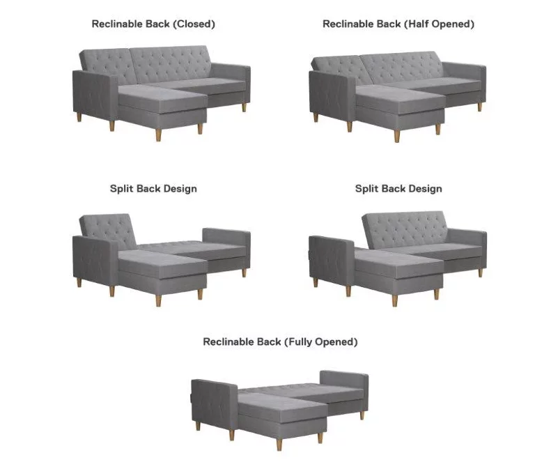 CosmoLiving Liberty Gray Chenille Sectional Storage Futon 6 CosmoLiving Liberty Gray Chenille Sectional Storage Futon - Image 6