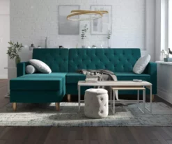 CosmoLiving Liberty Green Velvet Sectional Storage Futon -DHP SHOP 810541026 4