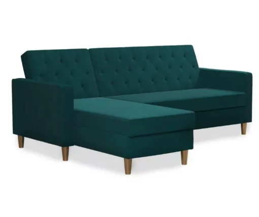CosmoLiving Liberty Green Velvet Sectional Storage Futon 3 CosmoLiving Liberty Green Velvet Sectional Storage Futon -DHP SHOP 810541026 5