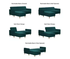 CosmoLiving Liberty Green Velvet Sectional Storage Futon -DHP SHOP 810541026 6