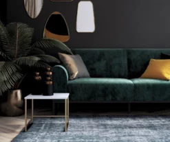 CosmoLiving Adley Teal Velvet Coil Convertible Sleeper Futon -DHP SHOP 810541038 4