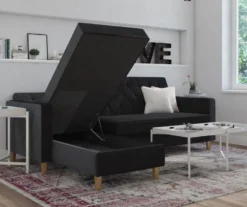 CosmoLiving Liberty Black Velvet Sectional Storage Futon -DHP SHOP 810541040 2