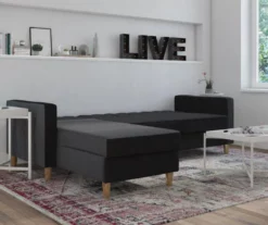 CosmoLiving Liberty Black Velvet Sectional Storage Futon -DHP SHOP 810541040 3