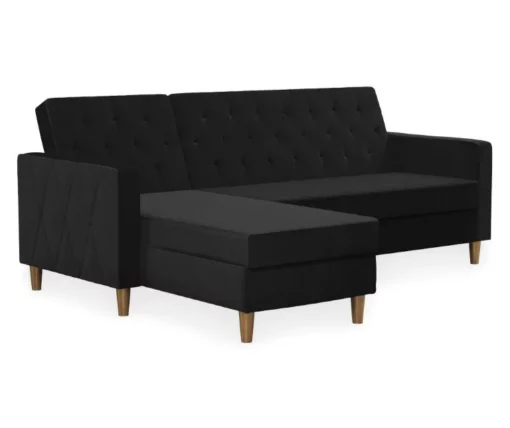 CosmoLiving Liberty Black Velvet Sectional Storage Futon 5 CosmoLiving Liberty Black Velvet Sectional Storage Futon -DHP SHOP 810541040 5