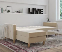 CosmoLiving Liberty Ivory Velvet Sectional Storage Futon 9 CosmoLiving Liberty Ivory Velvet Sectional Storage Futon -DHP SHOP 810541041 3