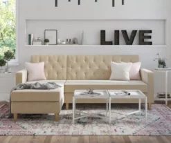 CosmoLiving Liberty Ivory Velvet Sectional Storage Futon 10 CosmoLiving Liberty Ivory Velvet Sectional Storage Futon -DHP SHOP 810541041 4