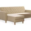 CosmoLiving Liberty Ivory Velvet Sectional Storage Futon