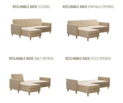 CosmoLiving Liberty Ivory Velvet Sectional Storage Futon 11 CosmoLiving Liberty Ivory Velvet Sectional Storage Futon -DHP SHOP 810541041 6