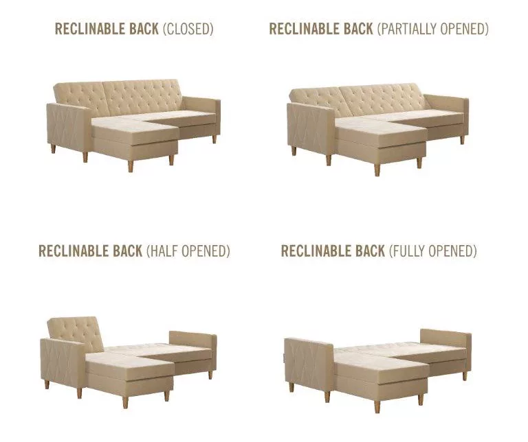 CosmoLiving Liberty Ivory Velvet Sectional Storage Futon 6 CosmoLiving Liberty Ivory Velvet Sectional Storage Futon - Image 6