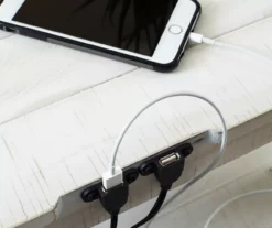 Dannerville Antique White 3-Tier Accent Table With USB Charging -DHP SHOP 810542271 5