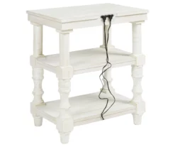 Dannerville Antique White 3-Tier Accent Table With USB Charging -DHP SHOP 810542271 6