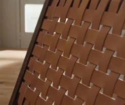 Fayme Camel Armless Leather Woven-Back Lounge Chair -DHP SHOP 810542301 3