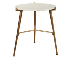 Chadton Round White Marble & Gold Metal Accent Table -DHP SHOP 810542302 2