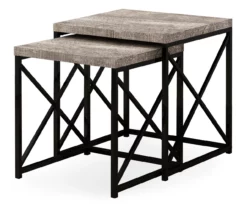 Monarch Reclaimed Wood Look 2-Piece Nesting Table Set