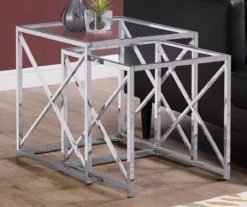 Monarch Glass & Metal 2-Piece Nesting Table Set 13 Monarch Glass & Metal 2-Piece Nesting Table Set -DHP SHOP 810542387 1