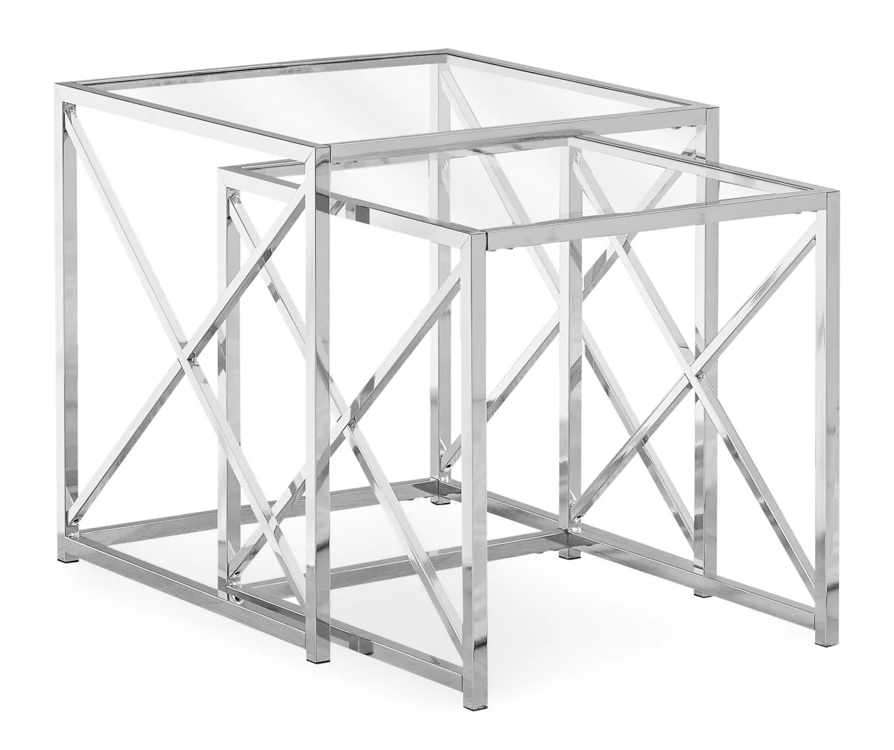 Monarch Glass & Metal 2-Piece Nesting Table Set 2 Monarch Glass & Metal 2-Piece Nesting Table Set - Image 2