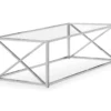 Tempered Glass & Chrome Metal X Coffee Table