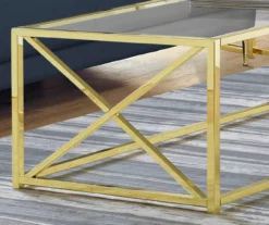 Tempered Glass & Gold Metal X Coffee Table 6 Tempered Glass & Gold Metal X Coffee Table -DHP SHOP 810542401 3 1