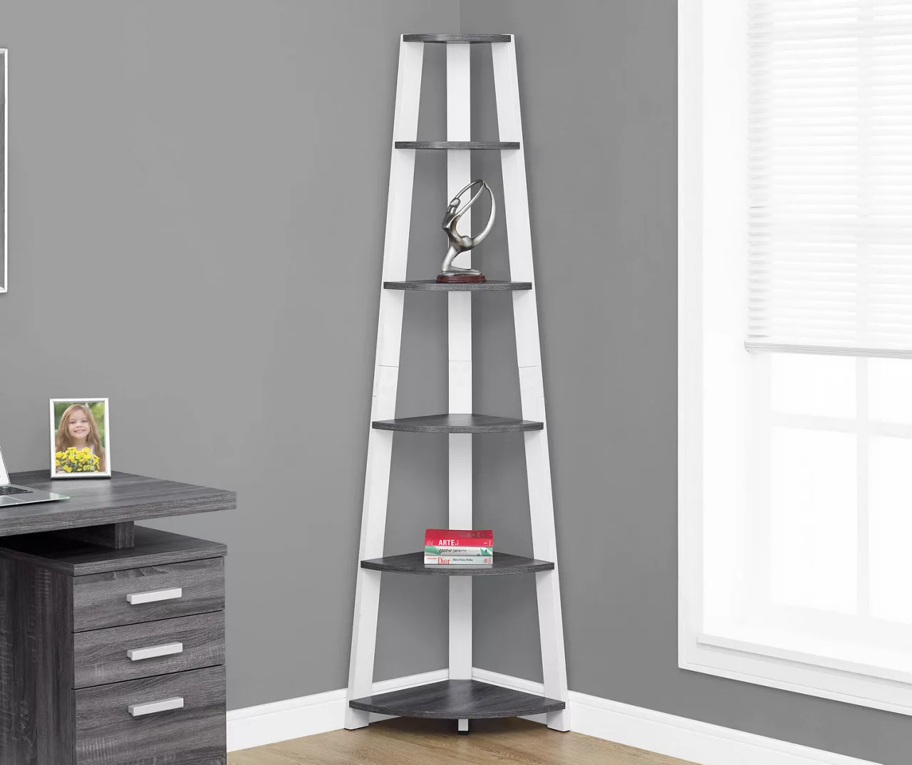 Monarch 5-Shelf Etagere Corner Bookcase 15 Monarch 5-Shelf Etagere Corner Bookcase - Image 15