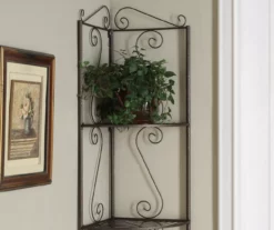 Copper Metal 4-Shelf Etagere Corner Bookcase 6 Copper Metal 4-Shelf Etagere Corner Bookcase -DHP SHOP 810542455 3