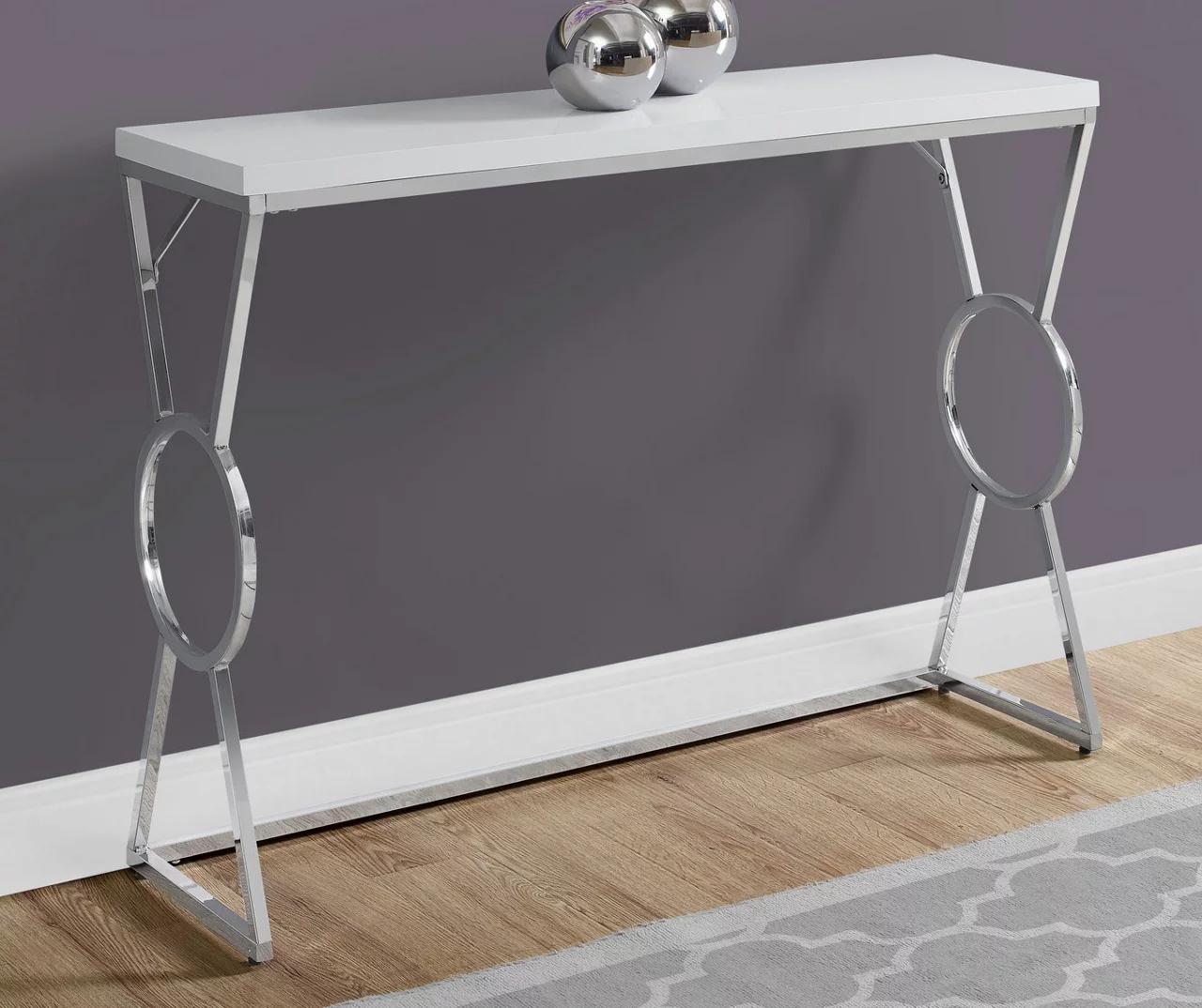 Glossy White Chrome Circle Leg Accent Table 2 Glossy White Chrome Circle Leg Accent Table - Image 2