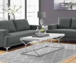 Glossy White & Chrome Metal Coffee Table -DHP SHOP 810542469 1
