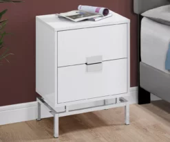 Glossy White & Chrome Metal Retro Accent Table 7 Glossy White & Chrome Metal Retro Accent Table -DHP SHOP 810542472 2