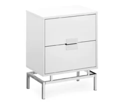 Glossy White & Chrome Metal Retro Accent Table