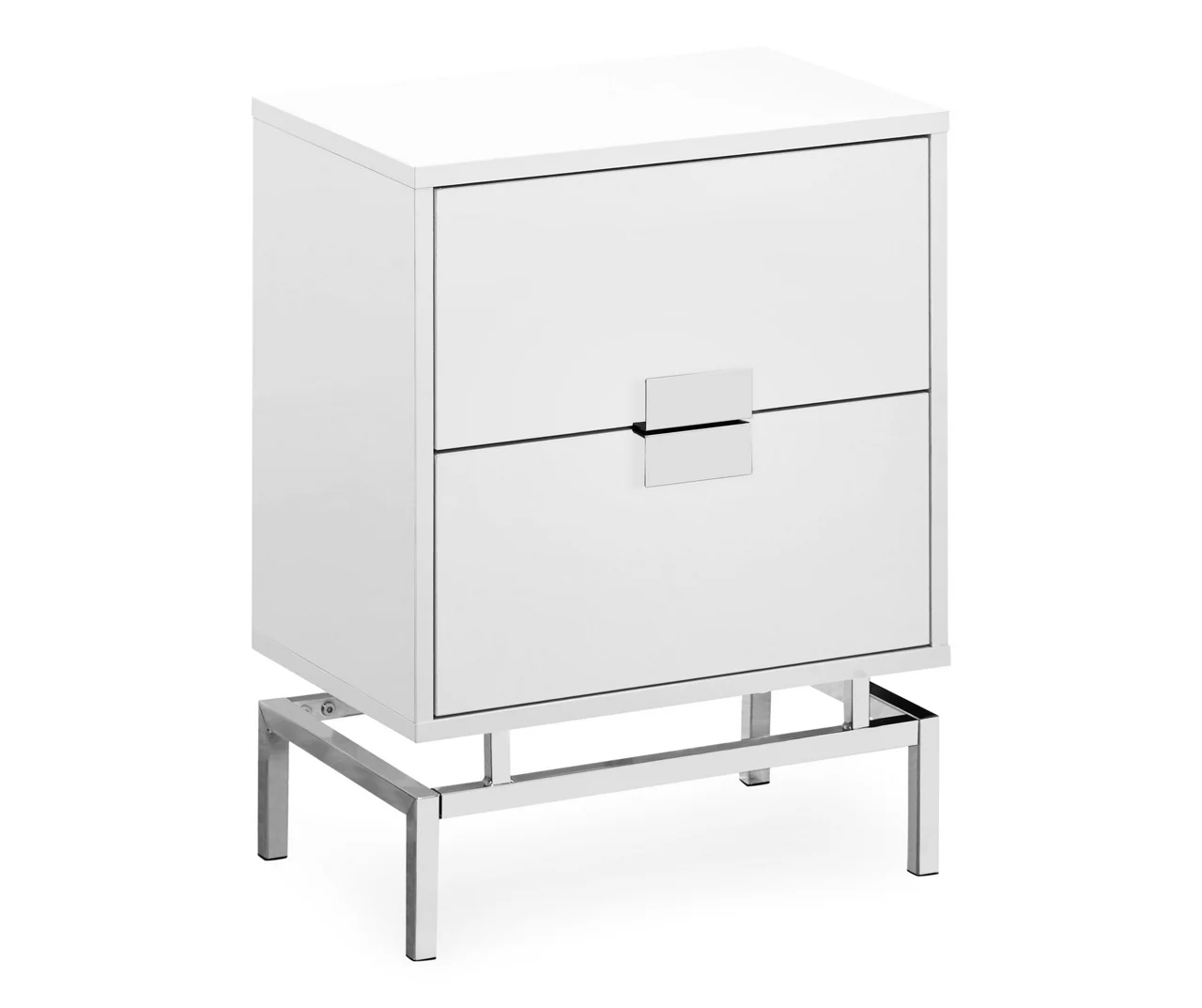 Glossy White & Chrome Metal Retro Accent Table 1 Glossy White & Chrome Metal Retro Accent Table