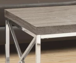 Dark Taupe & Chrome Metal Coffee Table -DHP SHOP 810542479 3