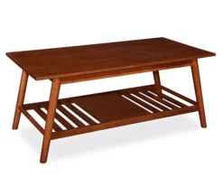 Presley Brown 2-Tier Slatted Wood Coffee Table