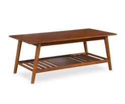 Presley Brown 2-Tier Slatted Wood Coffee Table -DHP SHOP 810543148 4